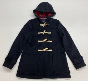 Women Gap Duffle toggle zip-up wool lined hooded jacket pea coat, XS